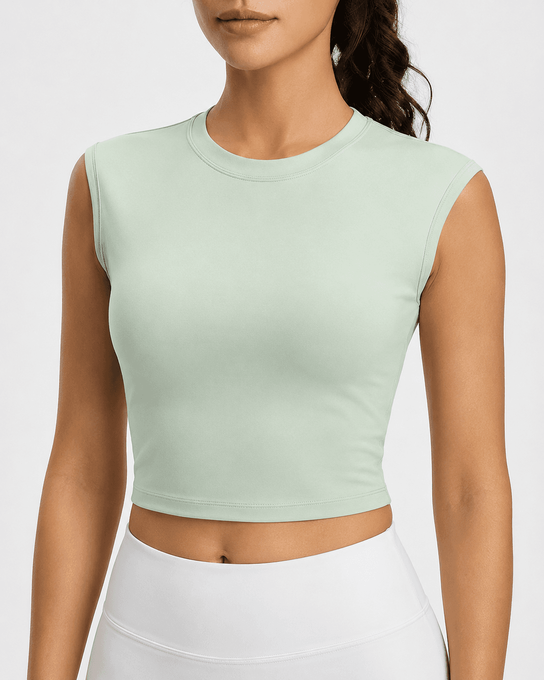 Cross-Back Sleeveless Crop Top - alternate view