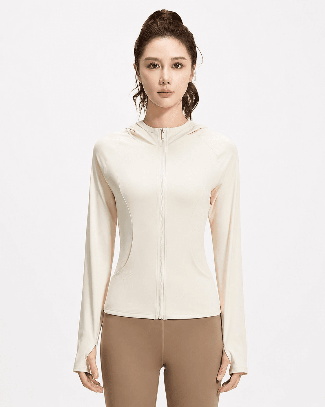 Ivory Hooded Zip Jacket