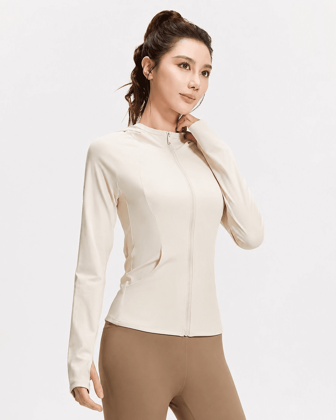 Ivory Hooded Zip Jacket - alternate view